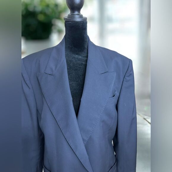 Vintage Gianni Versace Blue 100% Virgin Wool Blazer Suit Jacket Coat Size 42/ 8 - Picture 4 of 11